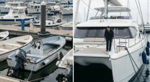 Comparison of a small boat rental and a luxury yacht charter in Singapore